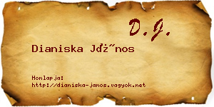 Dianiska János névjegykártya